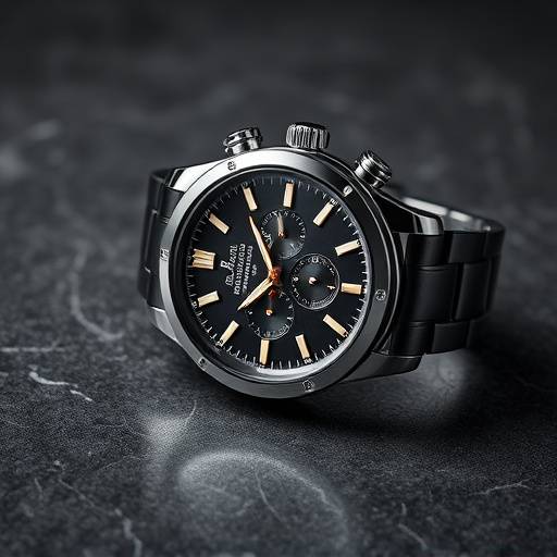 Commercial photograph of a luxury watch on a textured background
