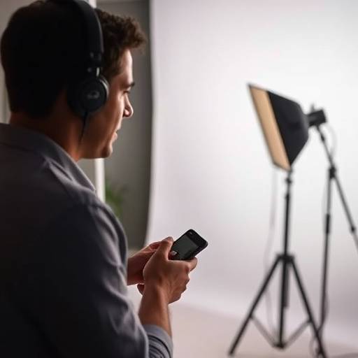 Photographer working in a studio environment
