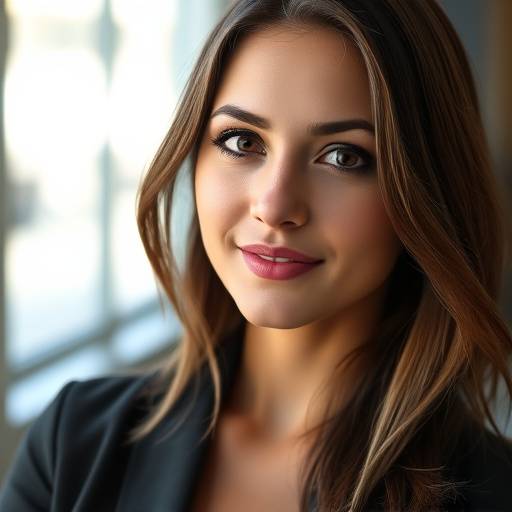 Professional portrait of a young woman with a confident expression